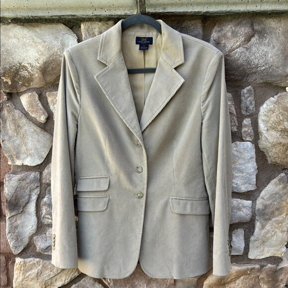 Brooks Brothers 346 Stretch Corduroy Blazer Women’s Size 10 Beige Cotton - Picture 1 of 10